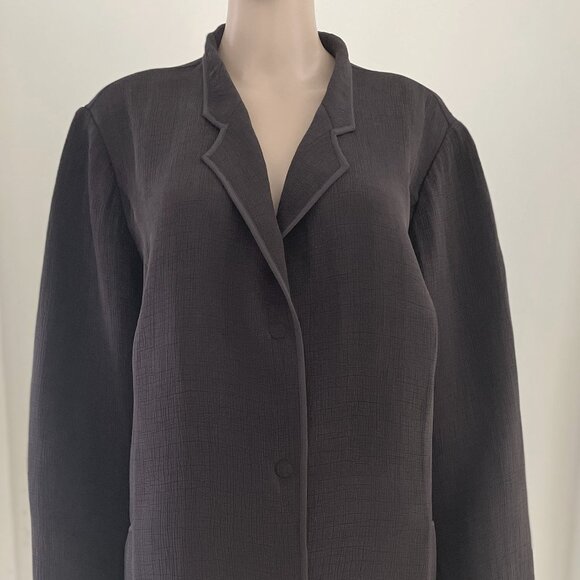 Eileen Fisher  Jacket Blazer Size 1X Brown Crinkle Rayon Silk Blend Magnet - Picture 3 of 7